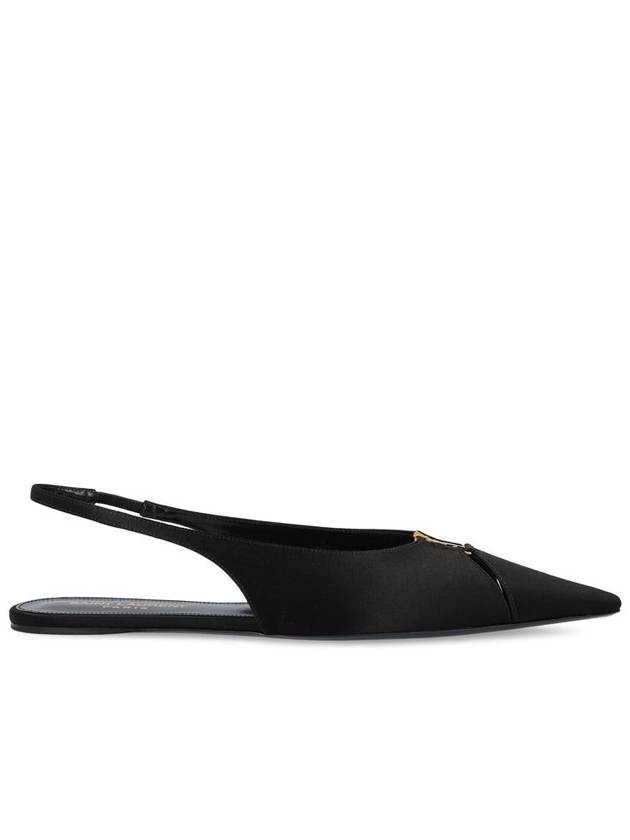 Babylon Satin Slingback Flat Black - SAINT LAURENT - BALAAN 2