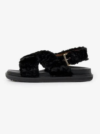 Shearling Fussbett Sandals Black - MARNI - BALAAN 2