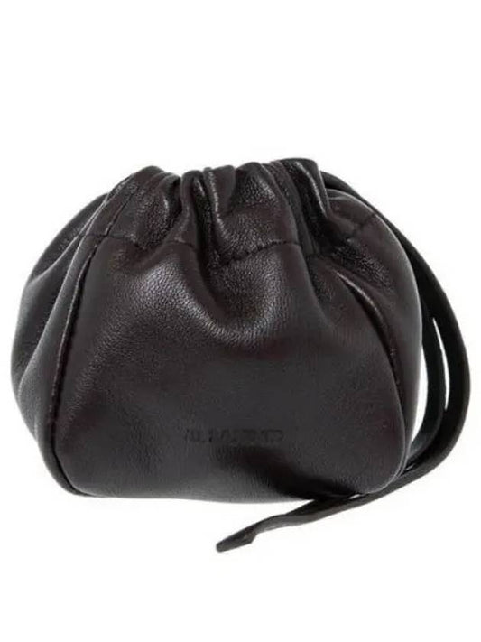 Ripple Drawstring Leather Pouch Bag Black - JIL SANDER - BALAAN 2