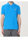 Fox Head Patch Cotton Polo Shirt Blue - MAISON KITSUNE - BALAAN 3