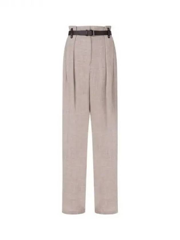 Women s Pleated Wool Belt Pants Light Beige 271782 - EMPORIO ARMANI - BALAAN 1