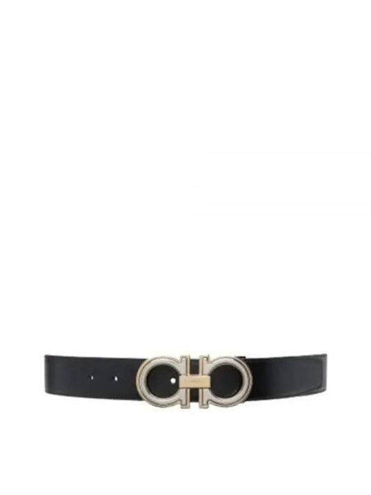 Men's Gancini Reversible Leather Belt Black - SALVATORE FERRAGAMO - BALAAN 2