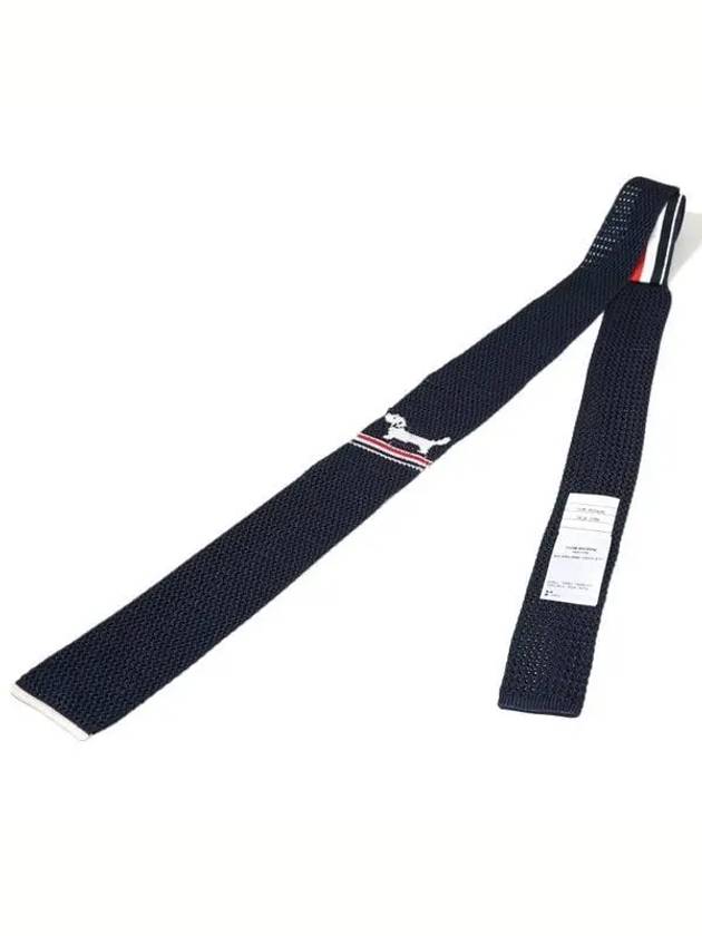 Hector Pointel Knit Silk Tie Navy - THOM BROWNE - BALAAN 2