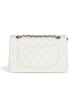 Classic Caviar Small Flap Bag White Champagne Gold Shoulder Gift Plated - CHANEL - BALAAN 4