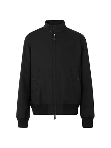 Men's Monogram Motif Cotton Harrington Zip-Up Jacket Black - BURBERRY - BALAAN 1