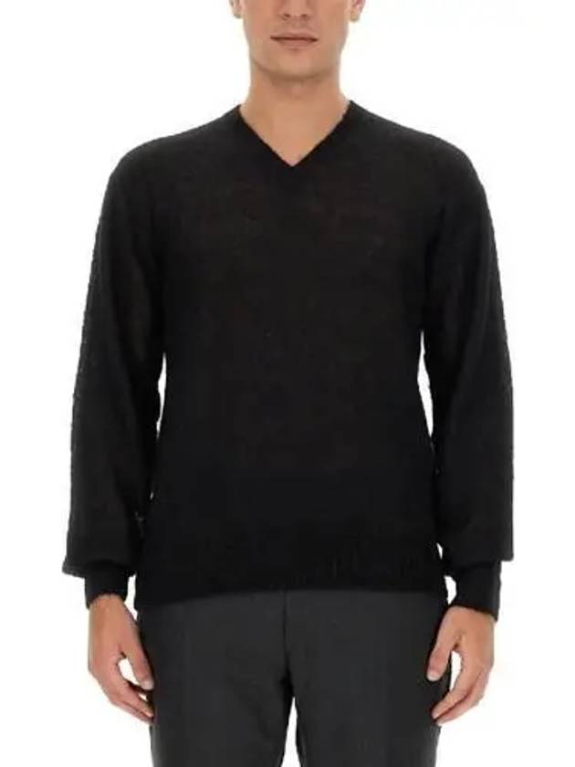 V Neck Long Sleeve Knit Top Black - TOM FORD - BALAAN 4