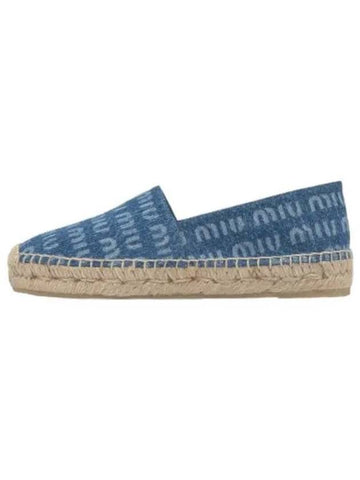 logo denim espadrille light blue sneakers - MIU MIU - BALAAN 1