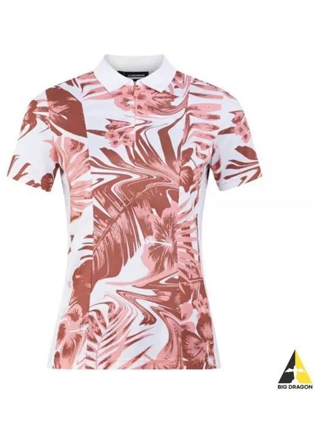 Women's Evelina Print Polo Shirt Pink - J.LINDEBERG - BALAAN 2