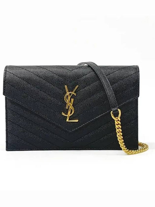 Women's Logo Envelope Chain Long Wallet Black - SAINT LAURENT - BALAAN 2