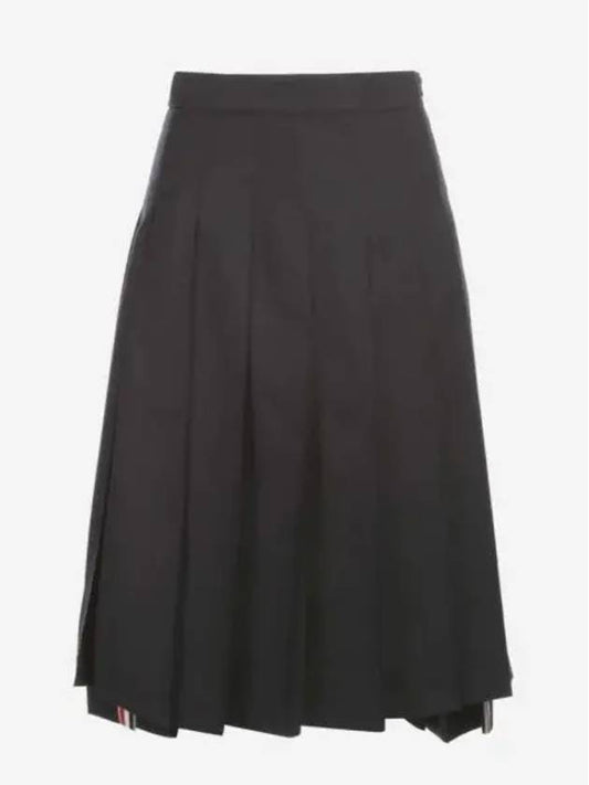 Super 120S Twill Below Knee Pleated Skirt Navy - THOM BROWNE - BALAAN 2