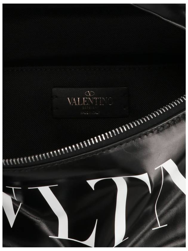 VLTN Logo Print Leather Pouch Bag Black - VALENTINO - BALAAN 5