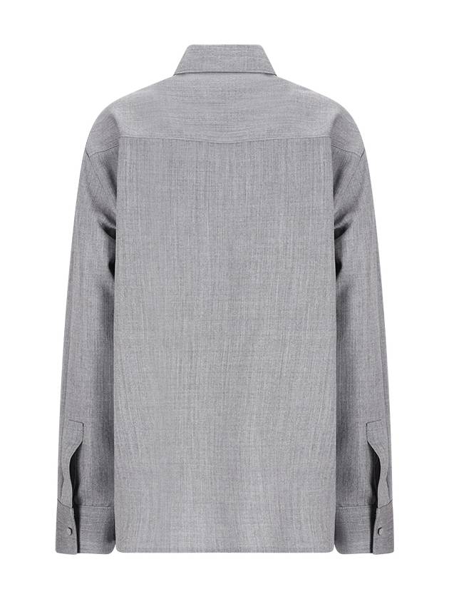 Wool Long Sleeve Shirt Grey - JIL SANDER - BALAAN 3