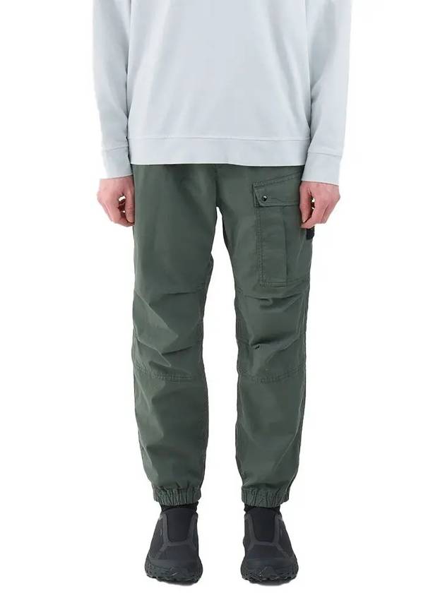 Logo Twill Cotton Cargo Track Pants Musk Green - STONE ISLAND - BALAAN 3