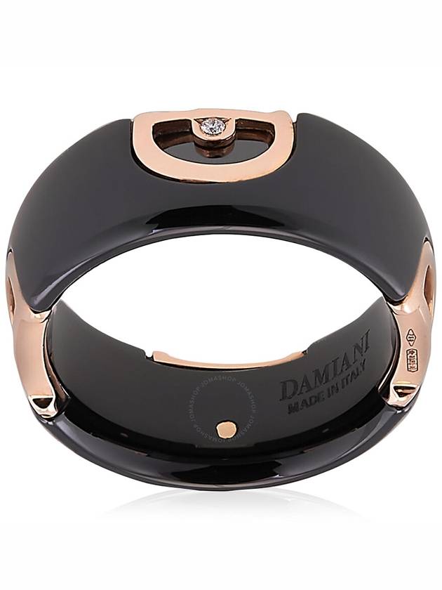 Damiani D.Icon Black Ceramic, Pink Gold and Diamond Ring, Size 21 - DAMIANI - BALAAN 2