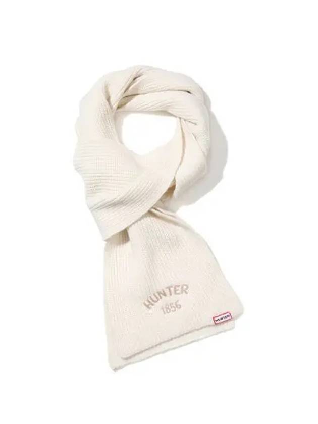 UNISEX Ribbed Knit Cashmere Scarf Ivory HBW0001CNZIVO - HUNTER - BALAAN 1