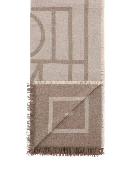 Monogram Wool Cashmere Scarf Beige - TOTEME - BALAAN 1