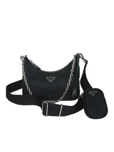 1BH204 Black Saffiano Re edition Hobo Chain Shoulder Crossbag 2WAY - PRADA - BALAAN 1