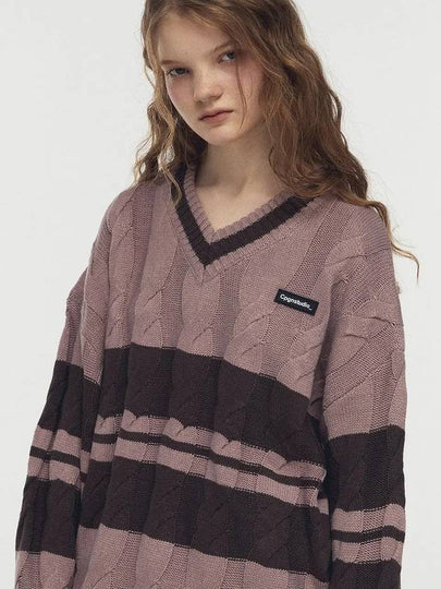 Cable wappen V neck knit indie pink - CPGN STUDIO - BALAAN 2