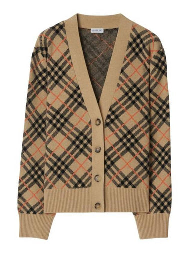 Check Cashmere Cardigan Sand - BURBERRY - BALAAN 1