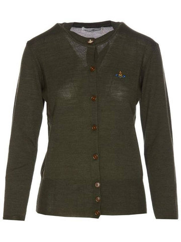 Bea Embroidered Logo Cardigan Green - VIVIENNE WESTWOOD - BALAAN 1