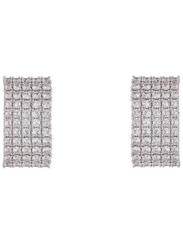 rectangular chain earrings with cubic zirconia in silver - SELF PORTRAIT - BALAAN 2