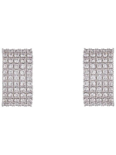 rectangular chain earrings with cubic zirconia in silver - SELF PORTRAIT - BALAAN 2