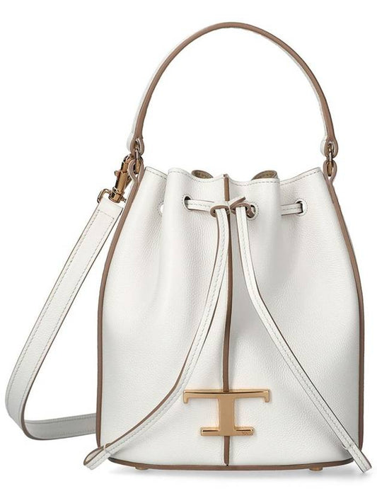 Women's T Logo Timeless Leather Bucket Bag White - TOD'S - BALAAN 2