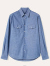 Thomas Pearl Button Denim Long Sleeve Shirt Blue - LORO PIANA - BALAAN 2