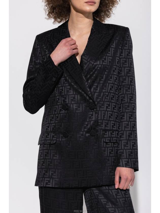 Logo Double Button Blazer Jacket Black - FENDI - BALAAN 2