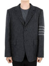 Donegal Tweed 4 Bar Single Breasted Blazer Jacket Grey - THOM BROWNE - BALAAN 3