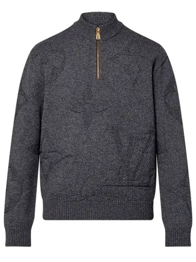 Monogram Jacquard Wool Half Zip Pullover 1AFXY7 - LOUIS VUITTON - BALAAN 1