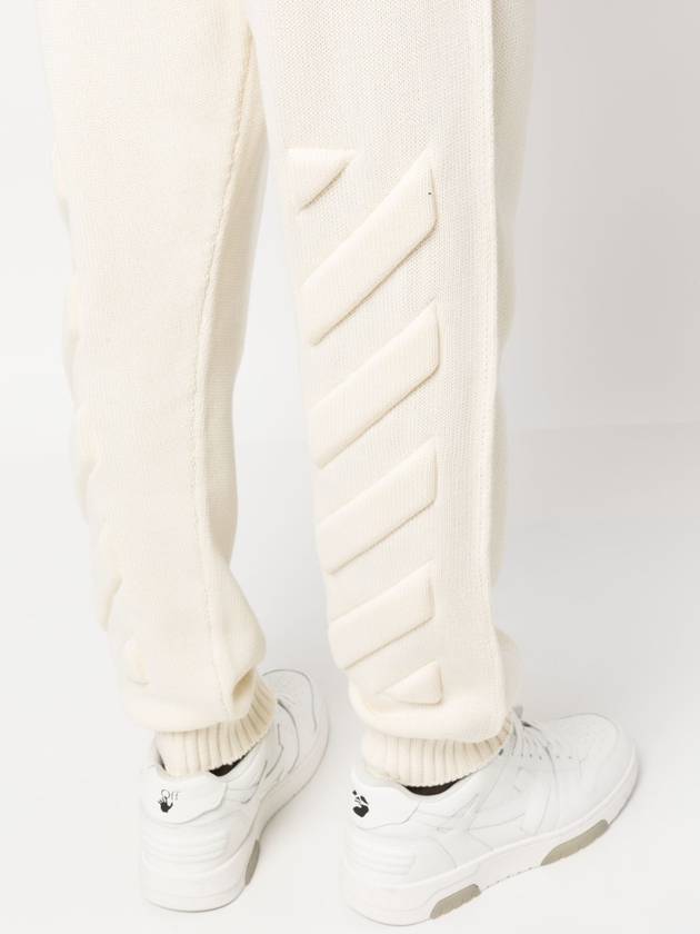 Diag Stripe Knitted Track Pants Ivory - OFF WHITE - BALAAN 5