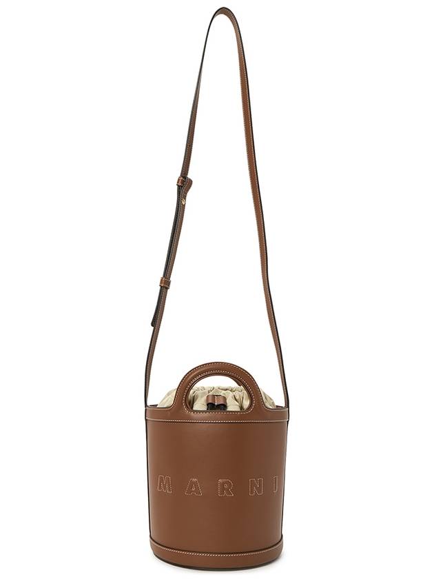 Tropicalia Leather Small Bucket Bag Brown - MARNI - BALAAN 9