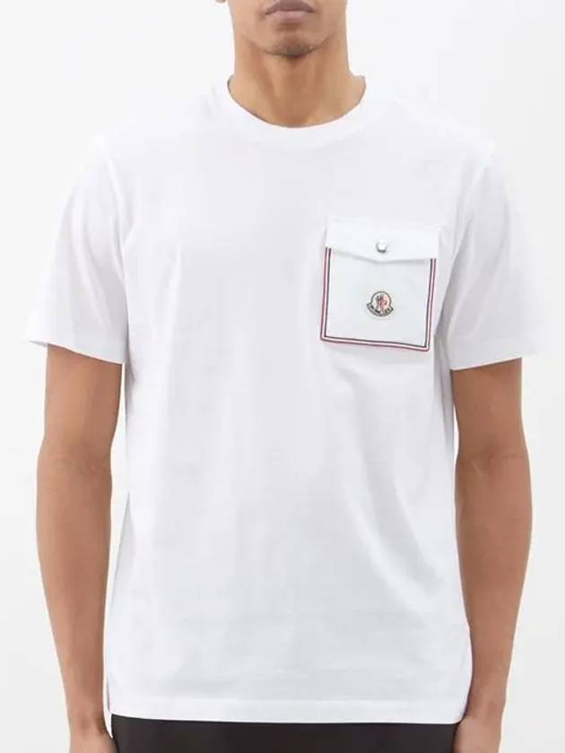 Pocket Logo Patch Short Sleeve T-Shirt Optical White - MONCLER - BALAAN 2