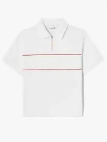 Women's Half Zip Short Sleeve Sweatshirt Off White - LACOSTE - BALAAN 2