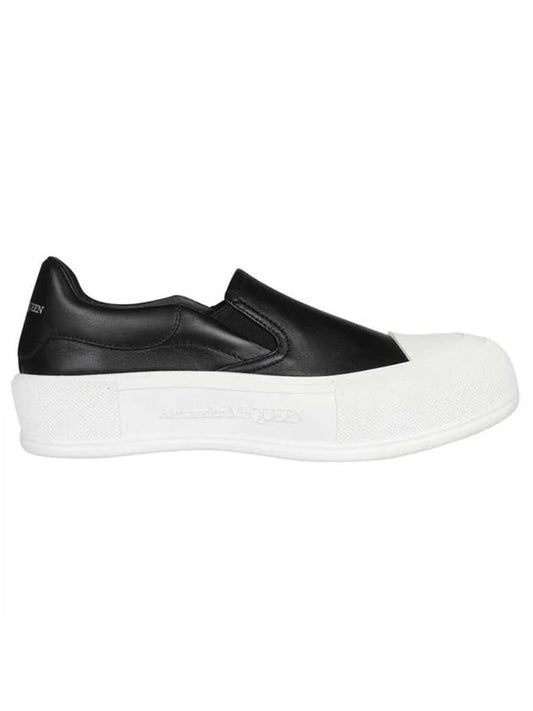 Deck Plimsol Slip-On Black White - ALEXANDER MCQUEEN - BALAAN 1