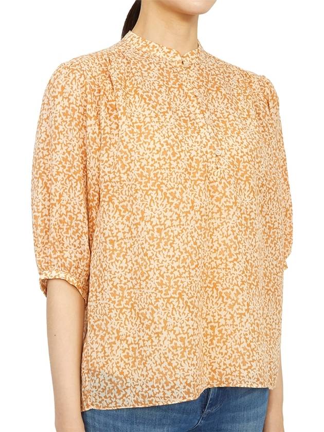 Women's Half Button Rami Cotton Blouse Mustard - VANESSA BRUNO - BALAAN 4