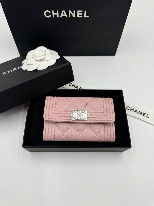 Boy Snap Card Wallet Holder Pink Caviar Silver A80603 - CHANEL - BALAAN 2