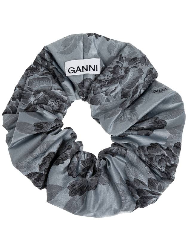 Ganni Hair Scrunchie With Floral Pattern, Women's, Grey - GANNI - BALAAN 3