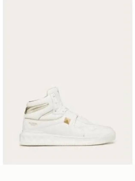 One-Stud Leather High-Top Sneakers White - VALENTINO - BALAAN 2