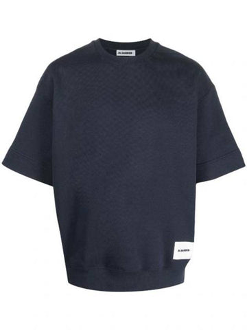 Logo Patch Cotton Short Sleeve T-Shirt Navy - JIL SANDER - BALAAN 1