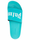 Logo Print Slippers Light Blue - PALM ANGELS - BALAAN.