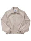 Heart Logo Zip-up Jacket Light Beige - AMI - BALAAN 5