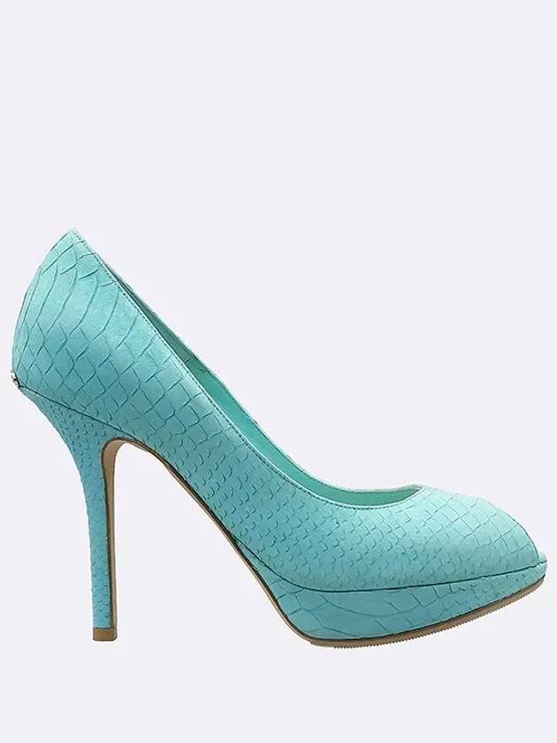 Mint color python pattern women s open toe pumps heel 235MM - DIOR - BALAAN 4