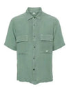 Linen Short Sleeve Shirt Green - CP COMPANY - BALAAN 2