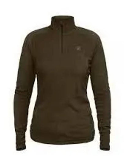 Women's Half Zip Long Sleeve T-Shirt  Dark Olive - FJALL RAVEN - BALAAN 2