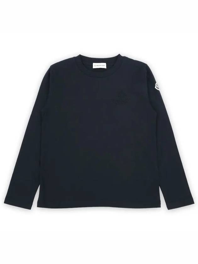 Kids Emboss Logo Long Sleeve T Shirt Navy 8D00005 83907 778 8 10A - MONCLER - BALAAN 1