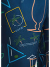Blue Satin Cocktail Print Trousers - SUNNEI - BALAAN 3