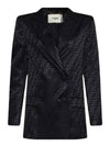 Logo Double Button Blazer Jacket Black - FENDI - BALAAN 2