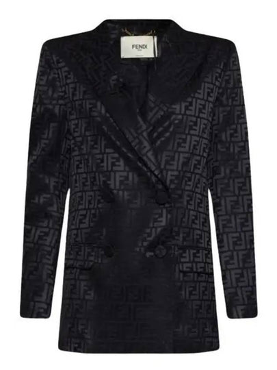 Logo Double Button Blazer Jacket Black - FENDI - BALAAN 2